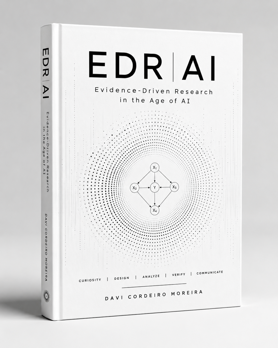 A white hardcover book titled EDR|AI, standing upright.
